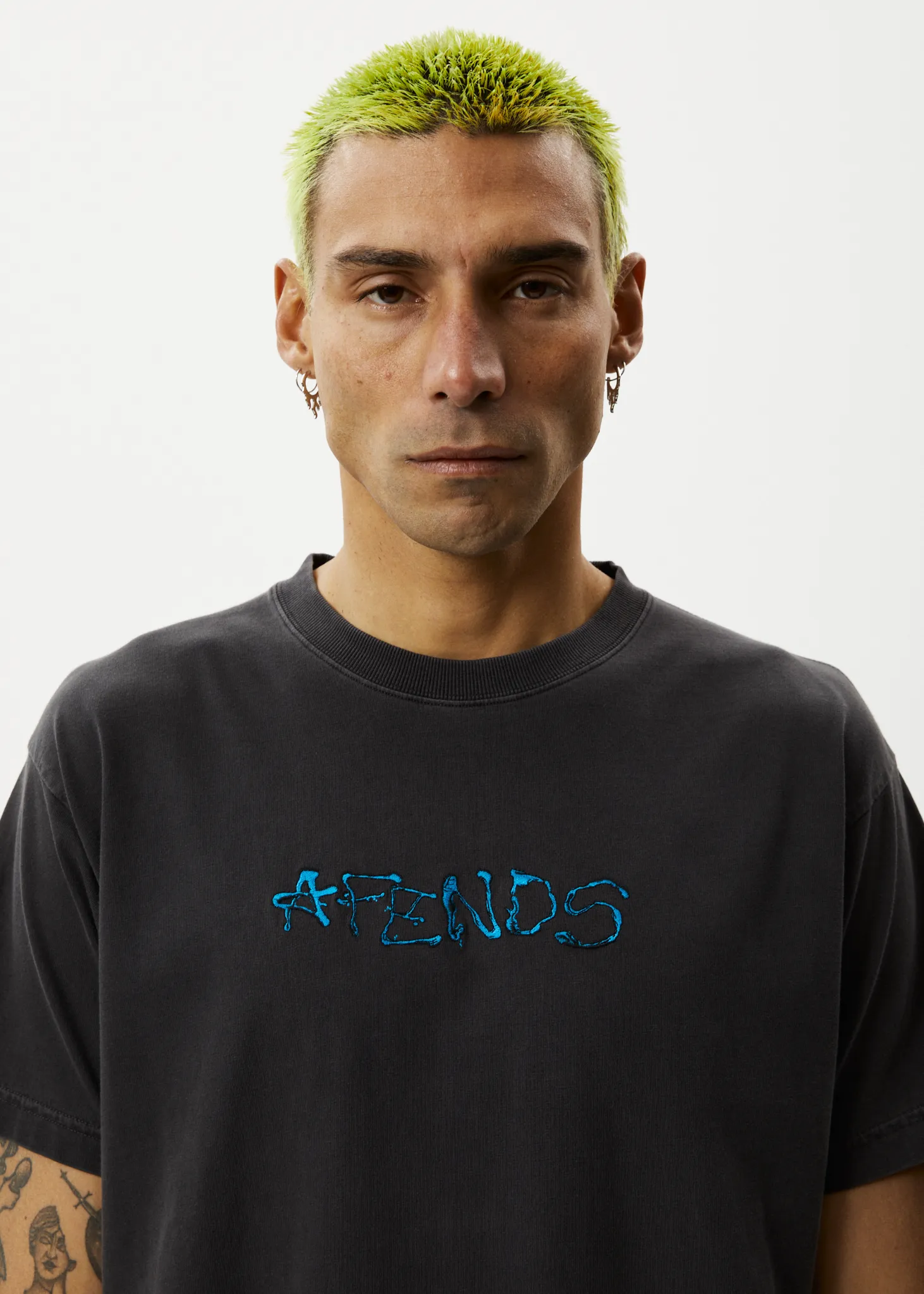 AFENDS Mens Melted - Boxy Logo T-Shirt - Stone Black sold by Afends product image thumbnail 3