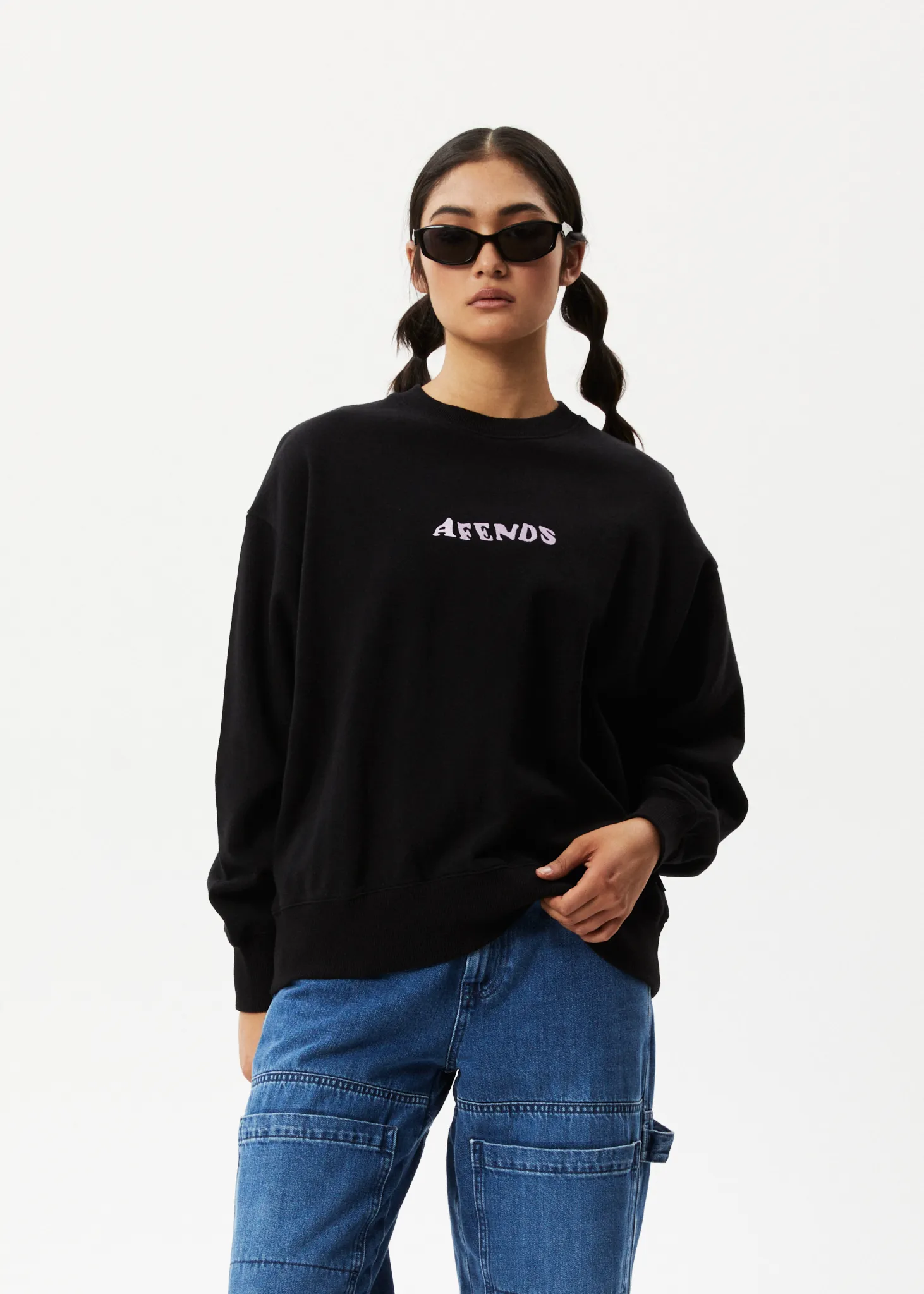 AFENDS Womens Lilah - Crew Neck Jumper - Black sold by Afends