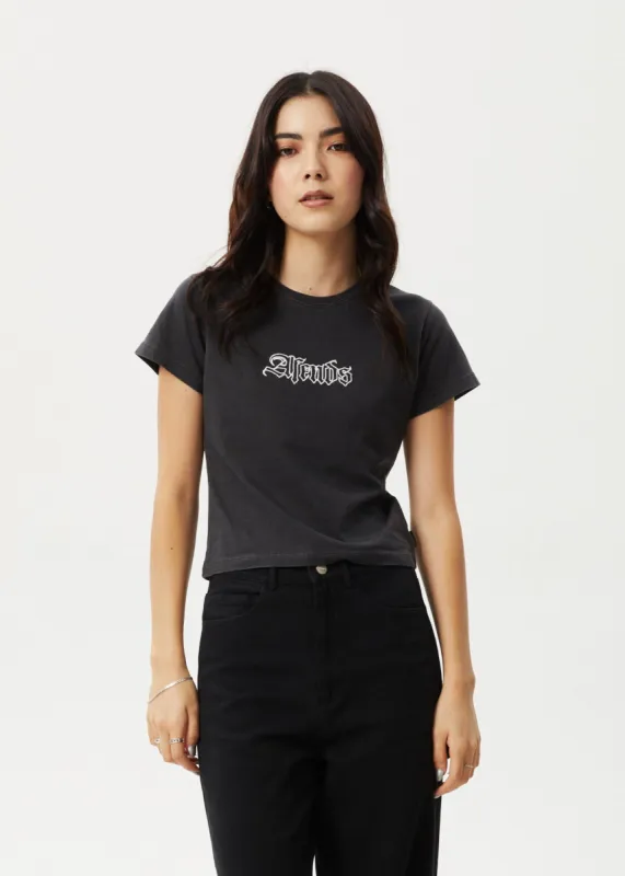 AFENDS Womens Burnt - Baby Tee - Stone Black sold by Afends
