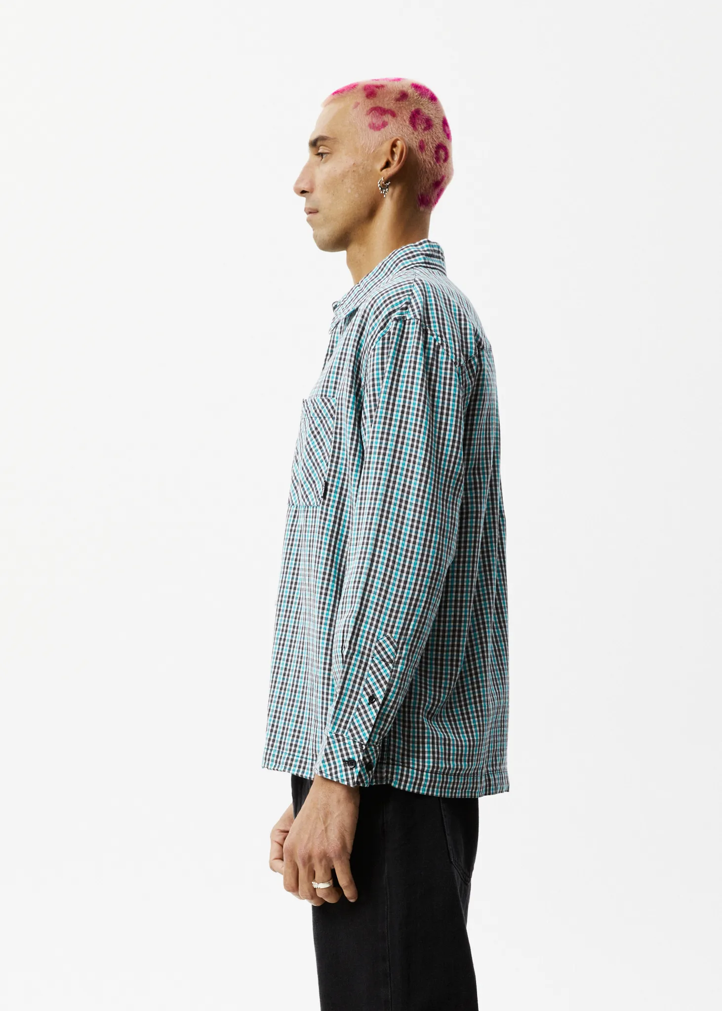 AFENDS Mens Checkers - Check Long Sleeve Shirt - Black sold by Afends product image thumbnail 5