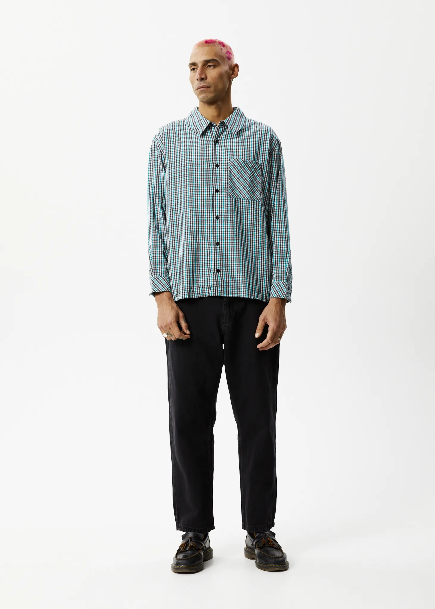 AFENDS Mens Checkers - Check Long Sleeve Shirt - Black sold by Afends product image thumbnail 3