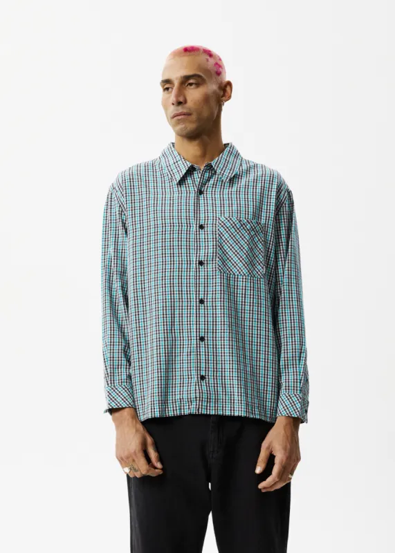 AFENDS Mens Checkers - Check Long Sleeve Shirt - Black made by Afends