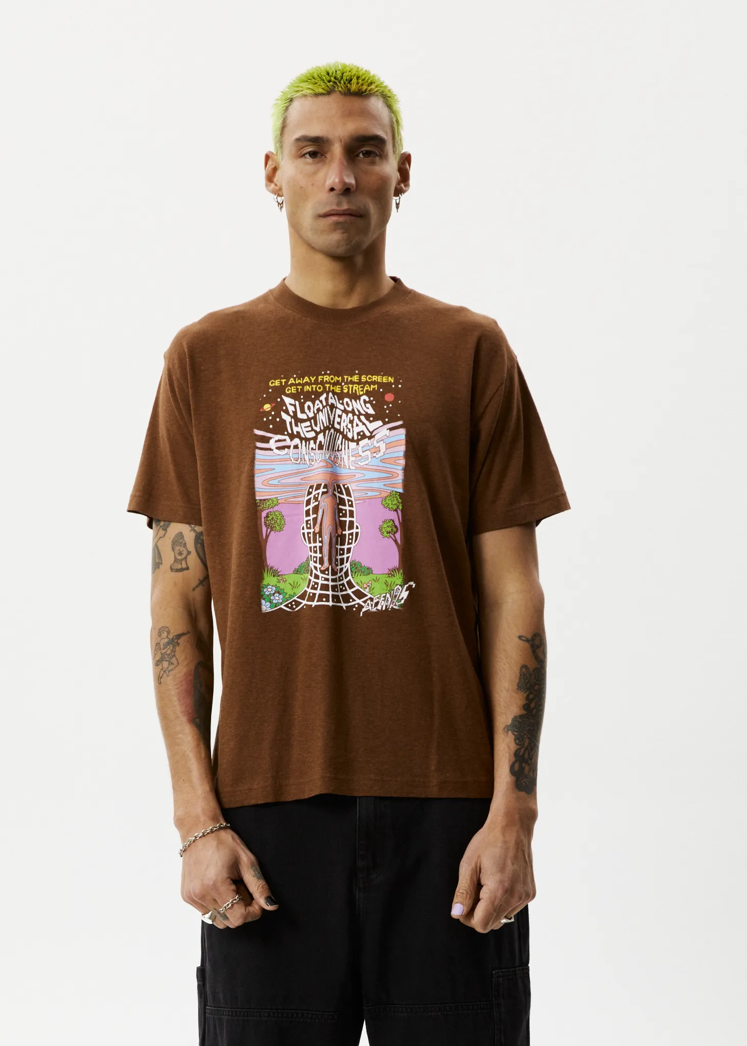 AFENDS Mens Next Level - Boxy Graphic T-Shirt - Toffee sold by Afends product image thumbnail 2