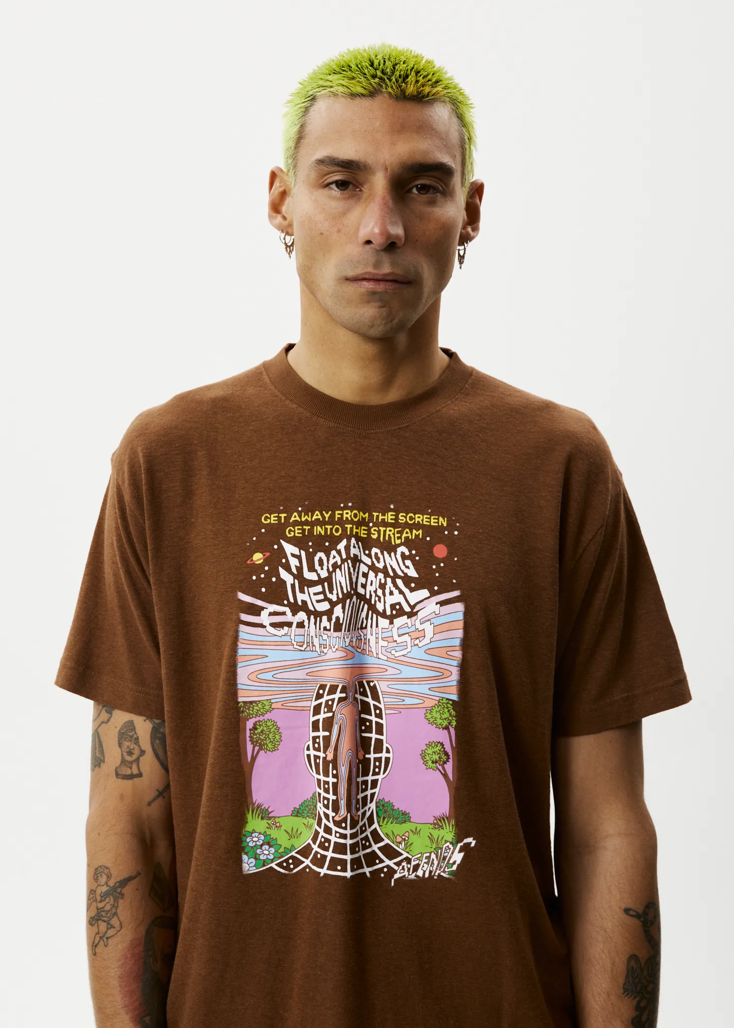 AFENDS Mens Next Level - Boxy Graphic T-Shirt - Toffee sold by Afends product image thumbnail 3