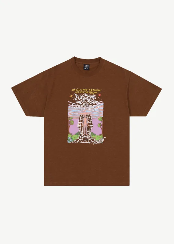 AFENDS Mens Next Level - Boxy Graphic T-Shirt - Toffee sold by Afends