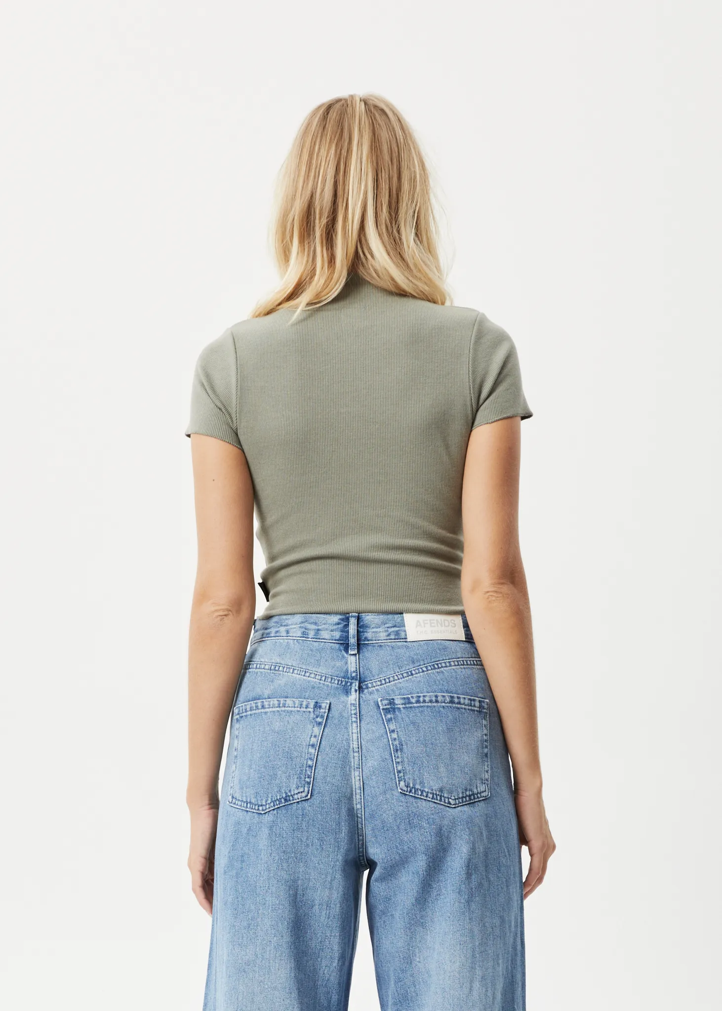 AFENDS Womens Iconic - Ribbed T-Shirt - Olive sold by Afends product image thumbnail 2