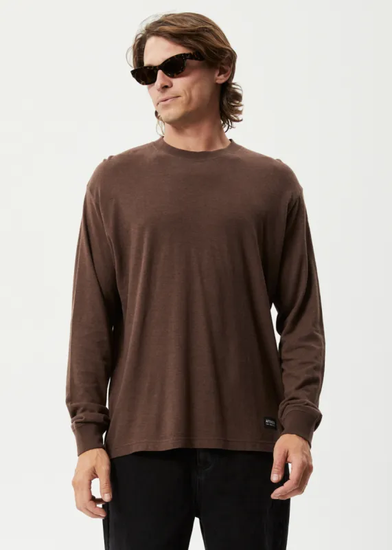AFENDS Mens Essential - Long Sleeve Tee - Coffee sold by Afends
