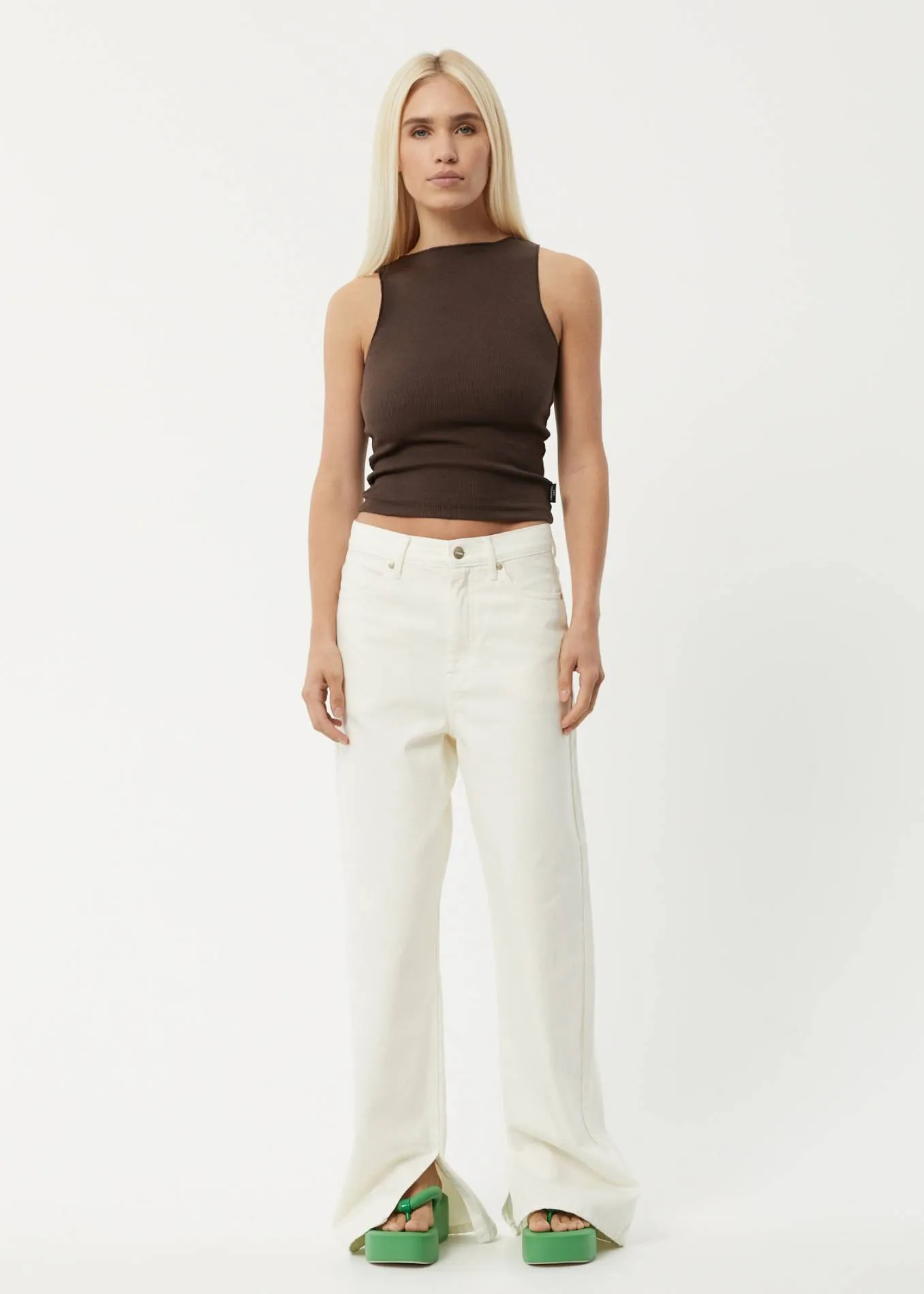 AFENDS Womens Peony - Ribbed High Neck Tank - Coffee sold by Afends product image thumbnail 3