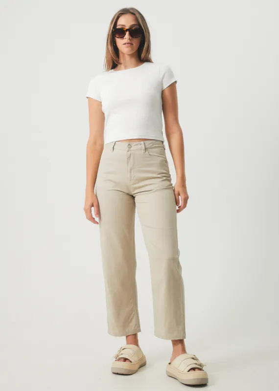 AFENDS Womens Shelby - Twill Wide Leg Pants - Cement made by Afends