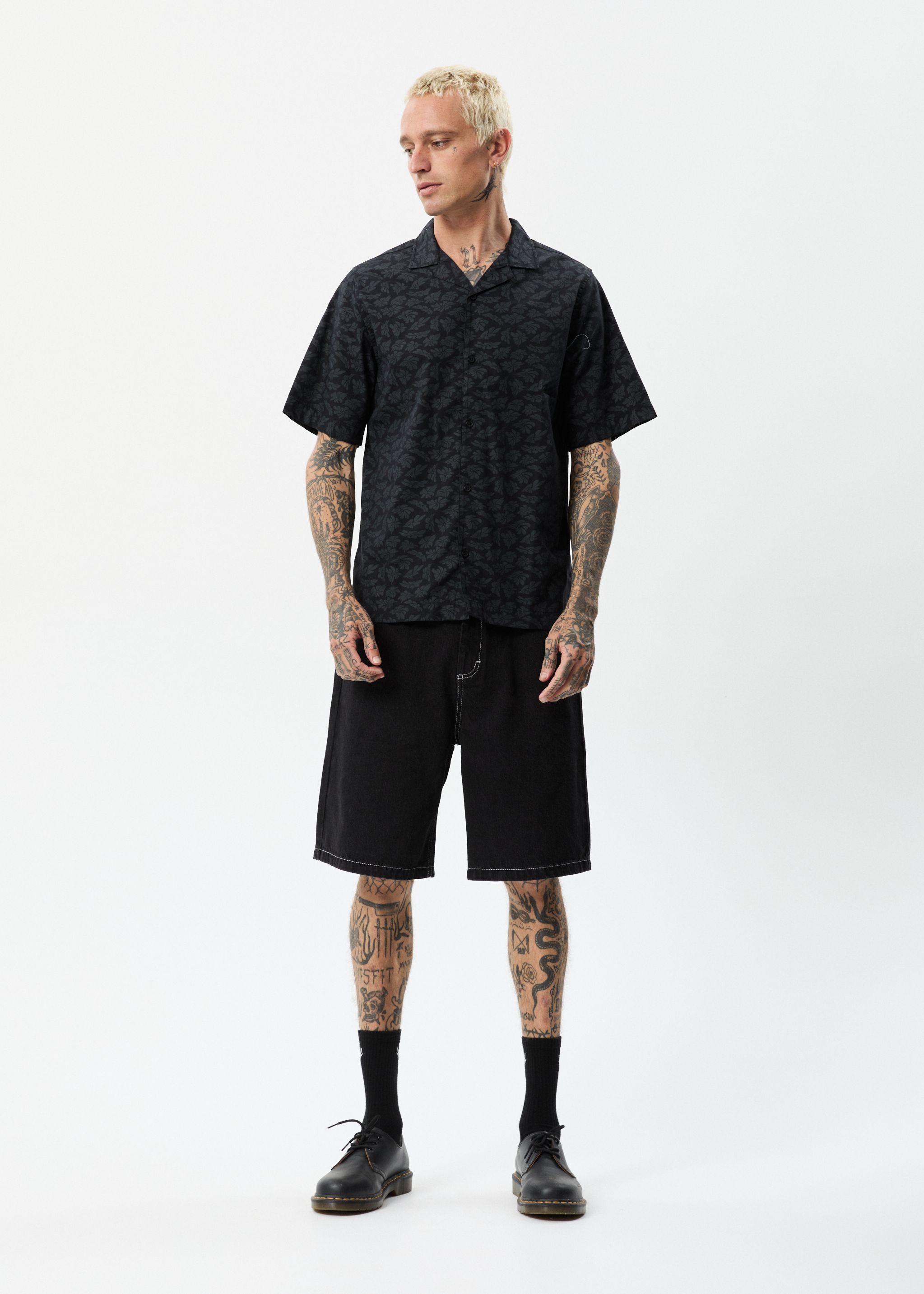 Afends Mens Underworld - Organic Cuban Short Sleeve Shirt - Black sold by Afends product image thumbnail 3