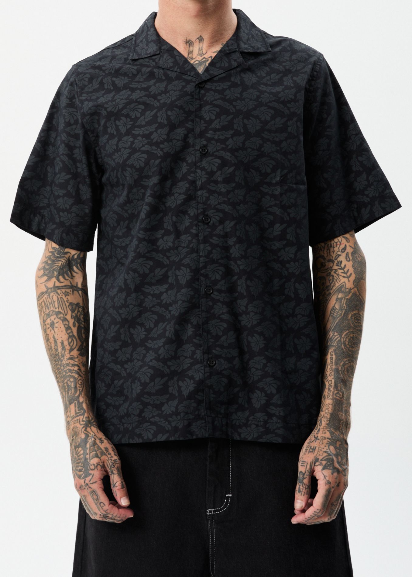 Afends Mens Underworld - Organic Cuban Short Sleeve Shirt - Black sold by Afends product image thumbnail 2