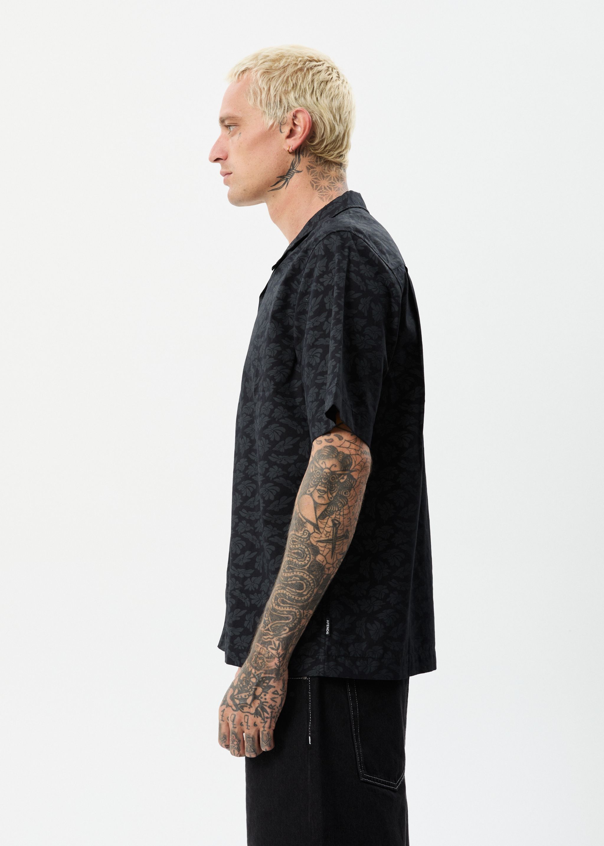 Afends Mens Underworld - Organic Cuban Short Sleeve Shirt - Black sold by Afends product image thumbnail 4