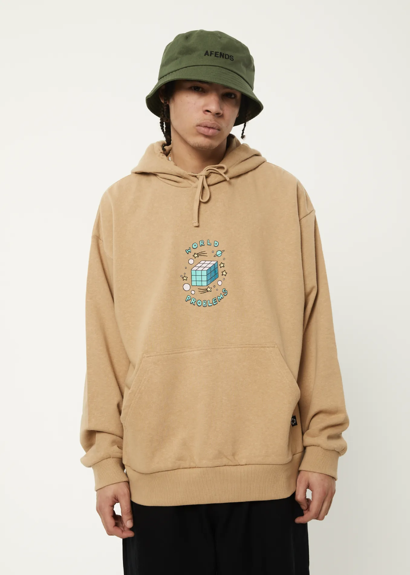 AFENDS Mens World Problems - Hoodie - Tan sold by Afends product image thumbnail 2