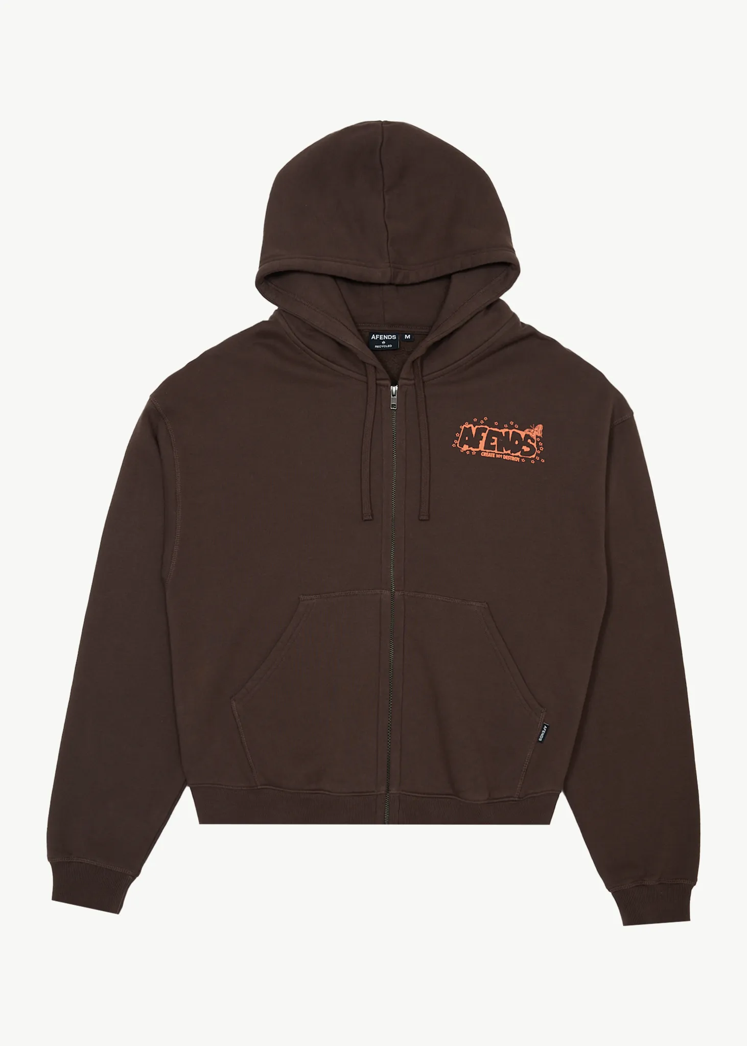 AFENDS Mens Cosmic Life - Zip Hood - Coffee sold by Afends