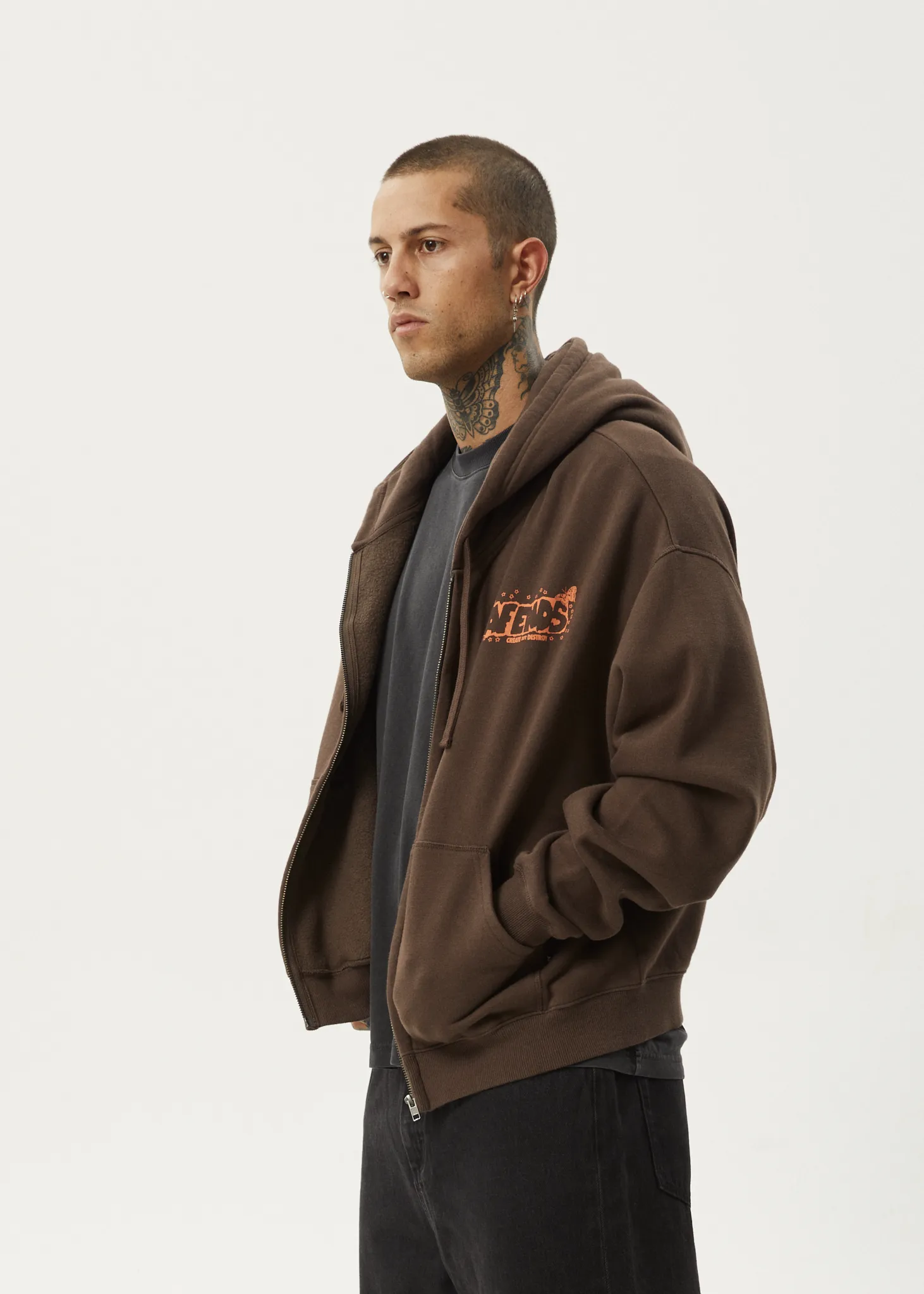 AFENDS Mens Cosmic Life - Zip Hood - Coffee sold by Afends product image thumbnail 3