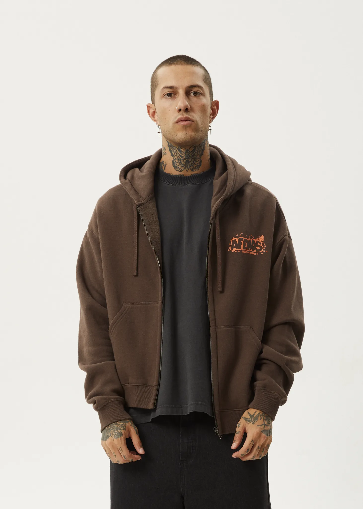 AFENDS Mens Cosmic Life - Zip Hood - Coffee sold by Afends product image thumbnail 2