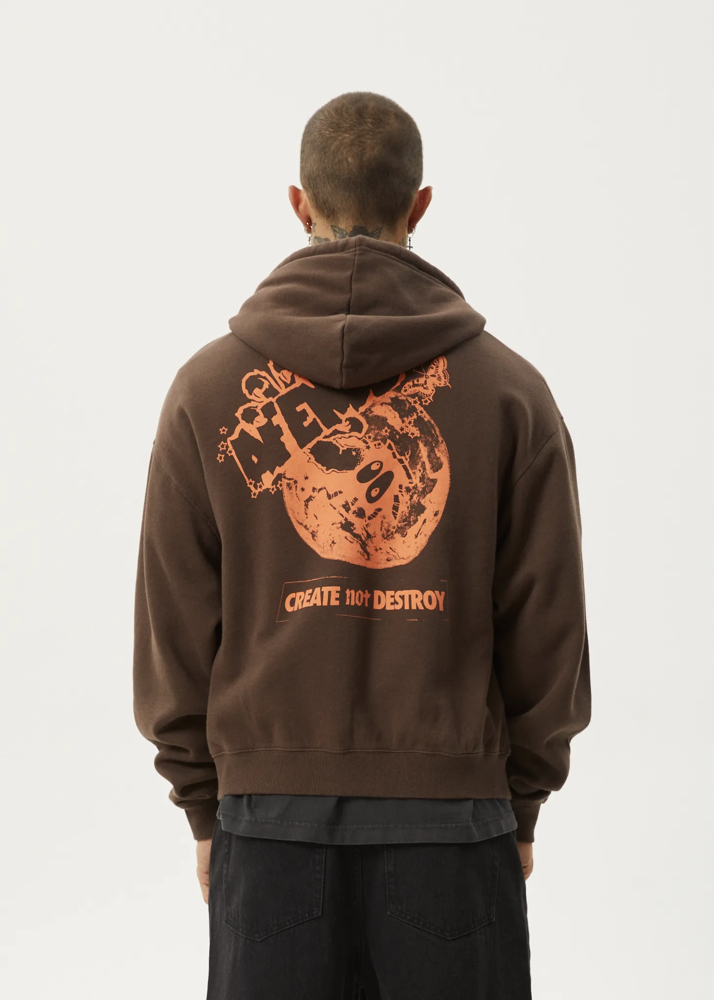 AFENDS Mens Cosmic Life - Zip Hood - Coffee sold by Afends product image thumbnail 4