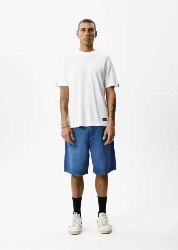 AFENDS Mens Lil C - Denim Baggy Fit Short - Authentic Blue made by Afends