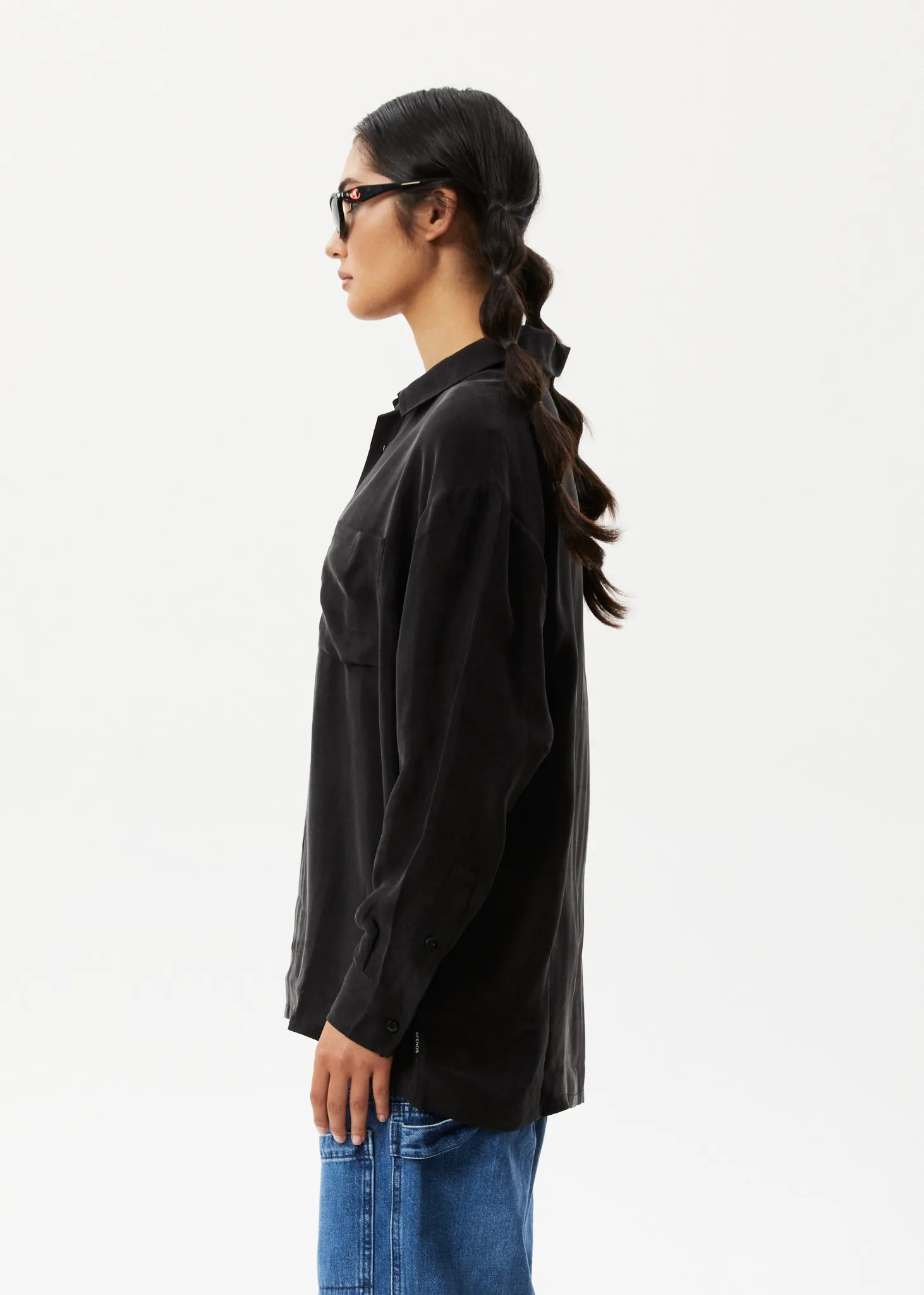 AFENDS Womens Gemma - Cupro Long Sleeve Shirt - Black sold by Afends product image thumbnail 5