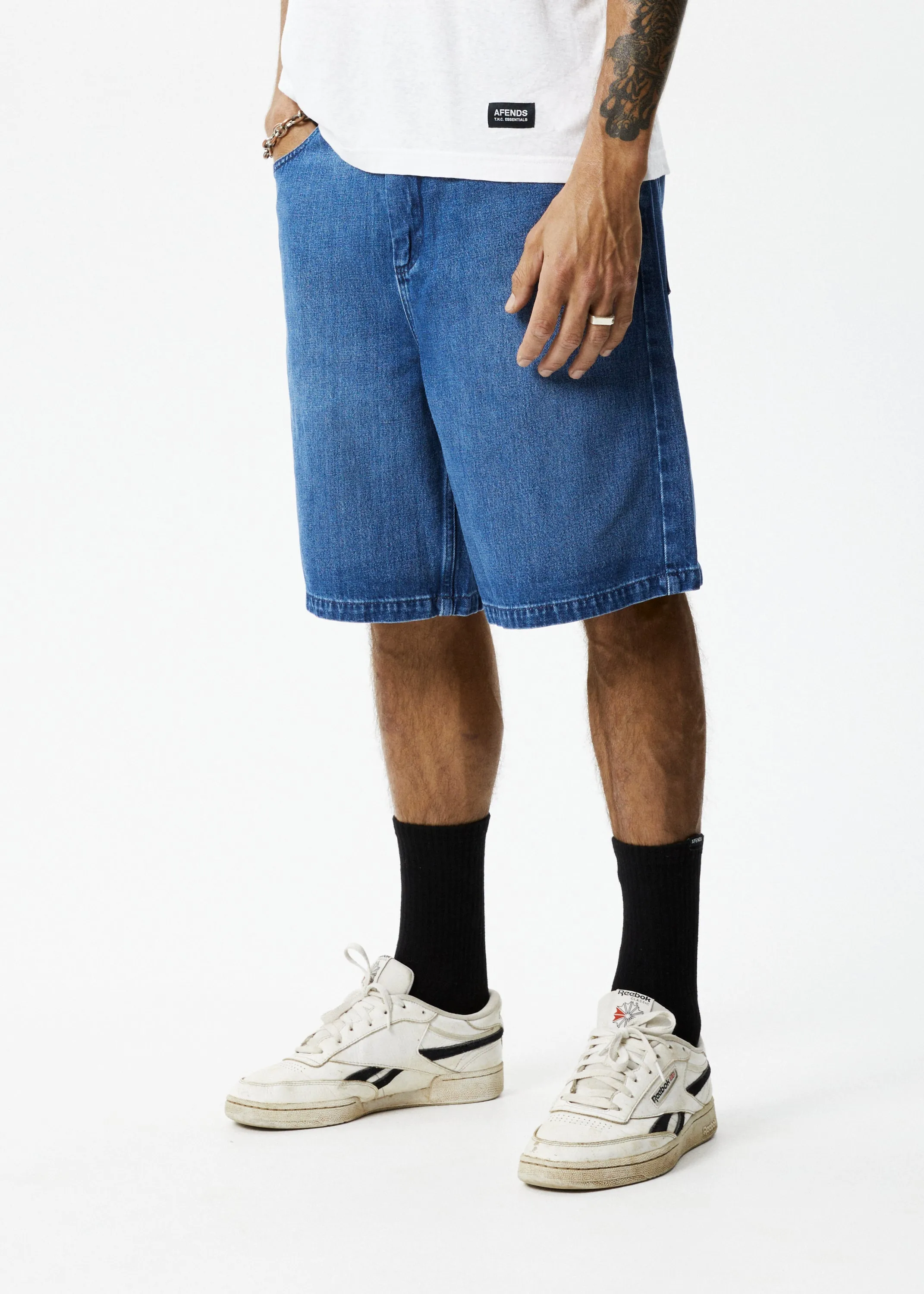AFENDS Mens Lil C - Denim Baggy Fit Short - Authentic Blue sold by Afends product image thumbnail 3