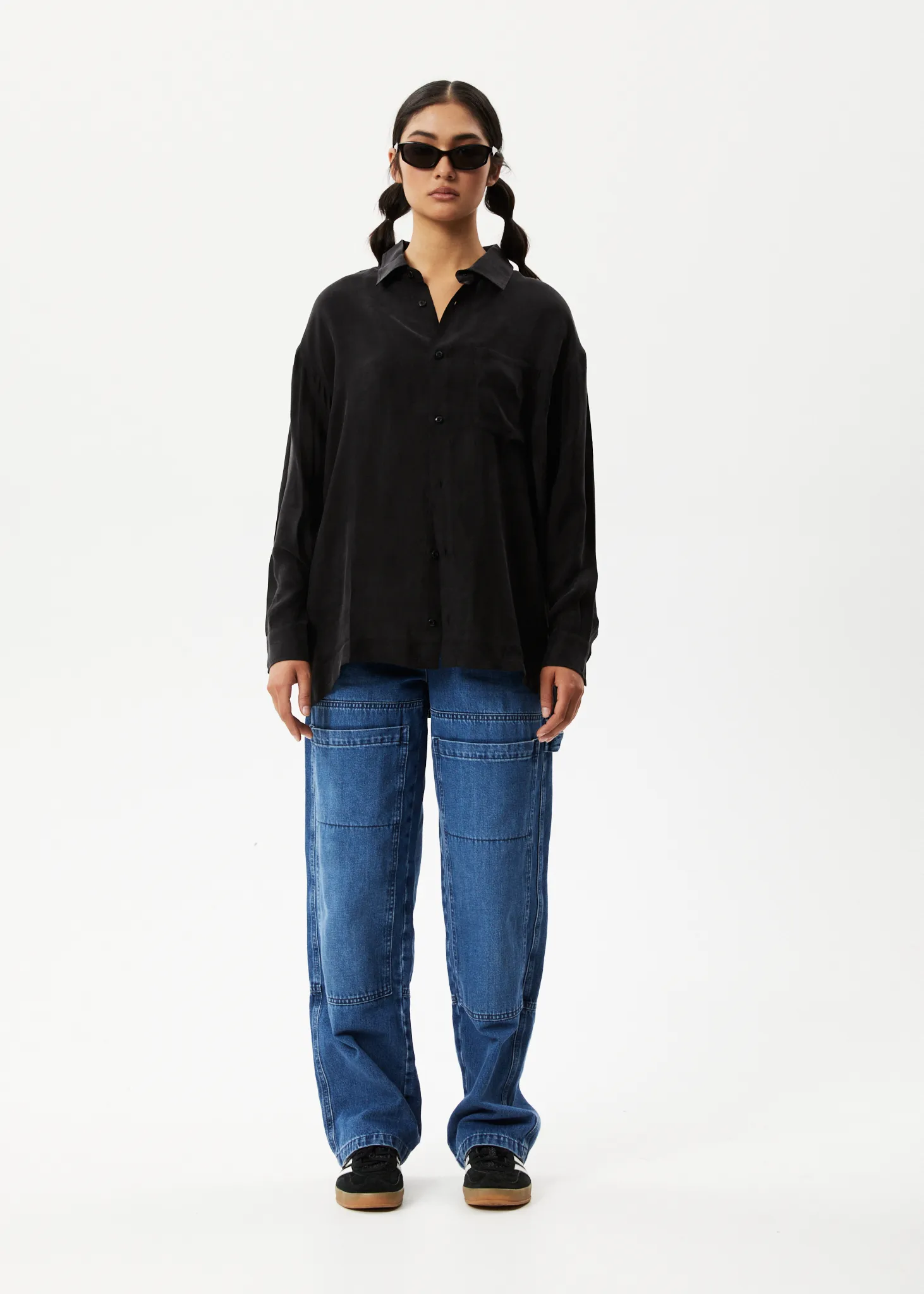 AFENDS Womens Gemma - Cupro Long Sleeve Shirt - Black sold by Afends product image thumbnail 3