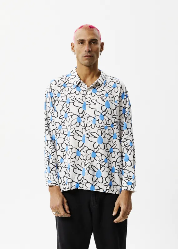 AFENDS Mens Waterfall - Long Sleeve Shirt - White made by Afends