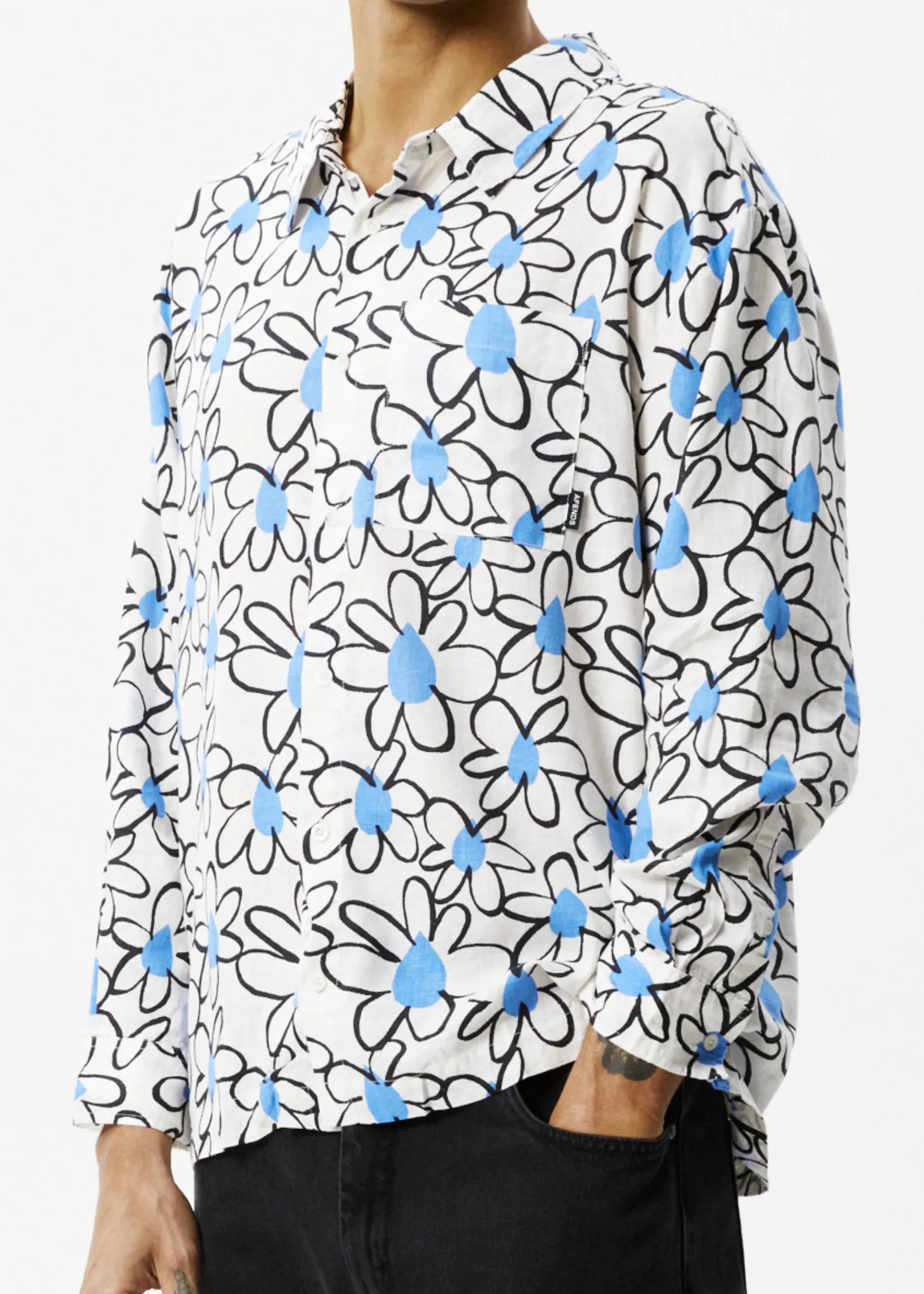 AFENDS Mens Waterfall - Long Sleeve Shirt - White sold by Afends product image thumbnail 2