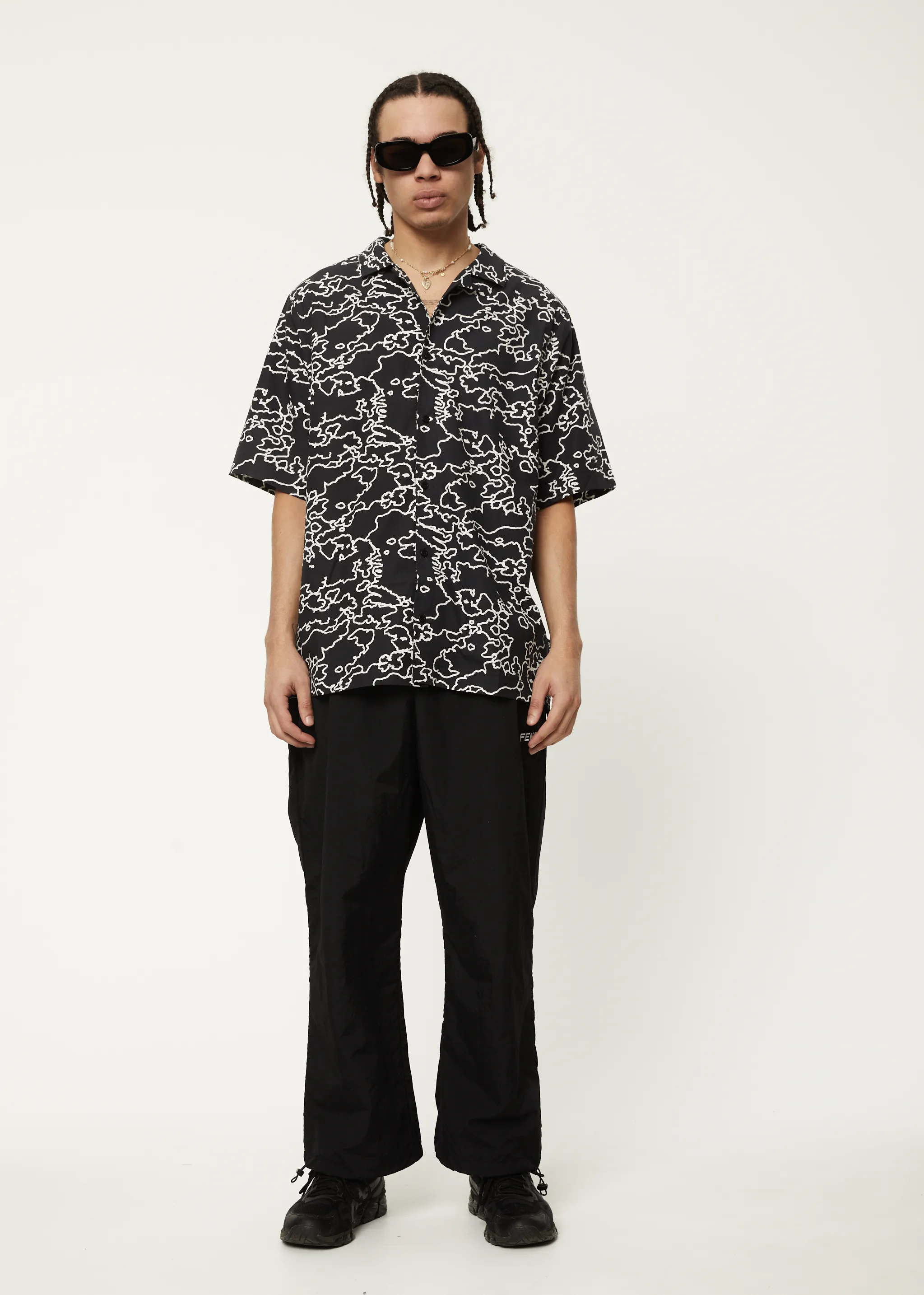 AFENDS Mens Script - Cuban Short Sleeve Shirt - Black Camo sold by Afends product image thumbnail 3
