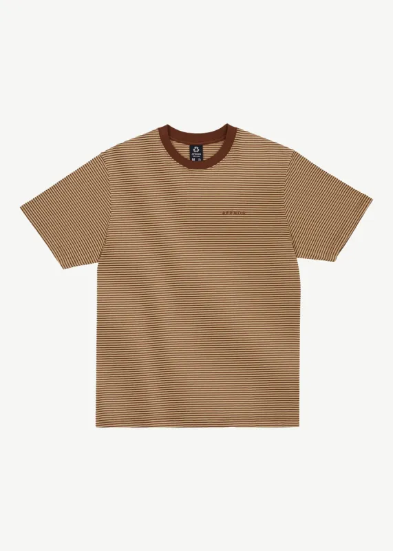 AFENDS Mens Invisible - Retro T-Shirt - Toffee Stripe sold by Afends