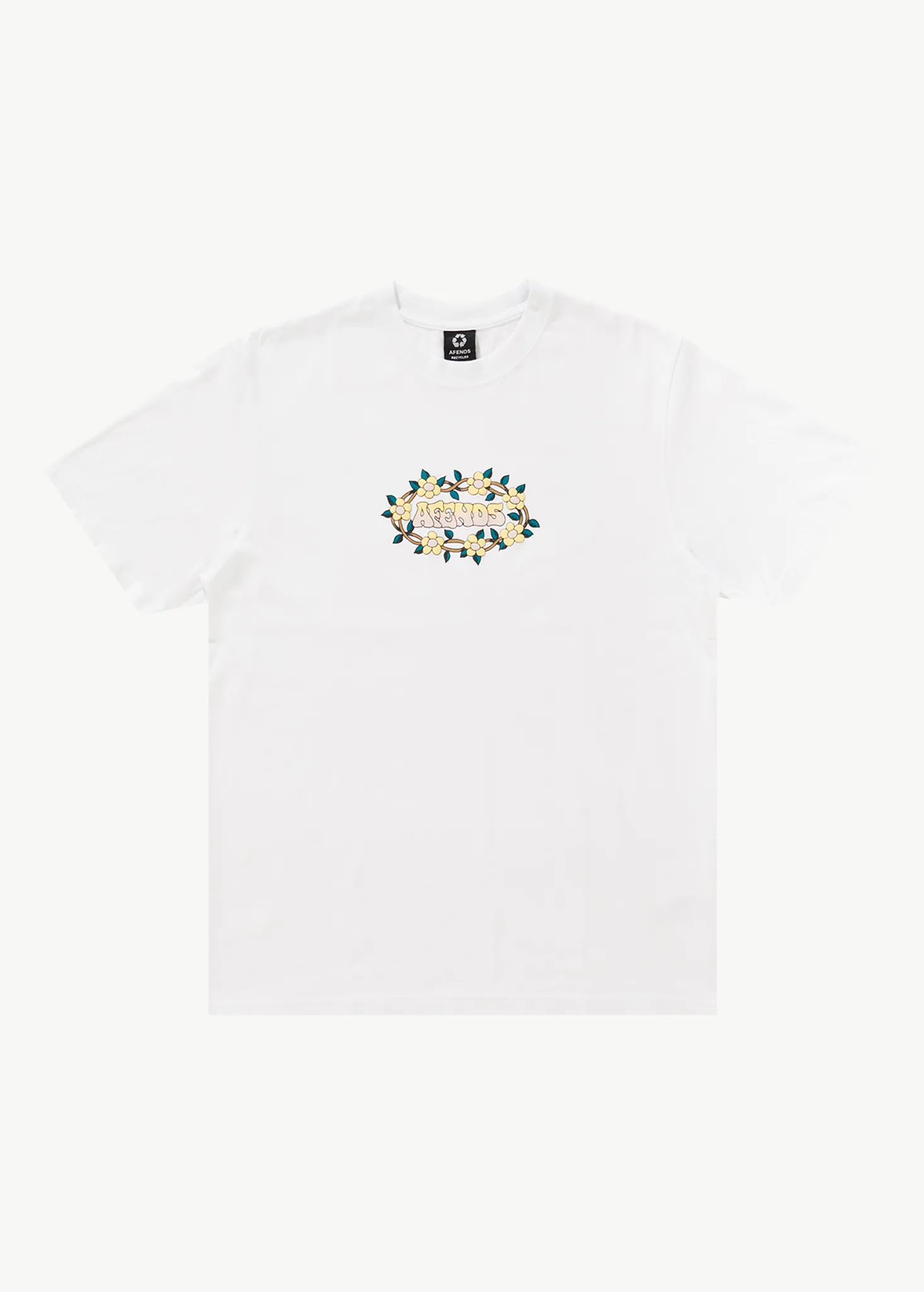 AFENDS Mens Bloom - Retro Graphic Logo T-Shirt - White sold by Afends