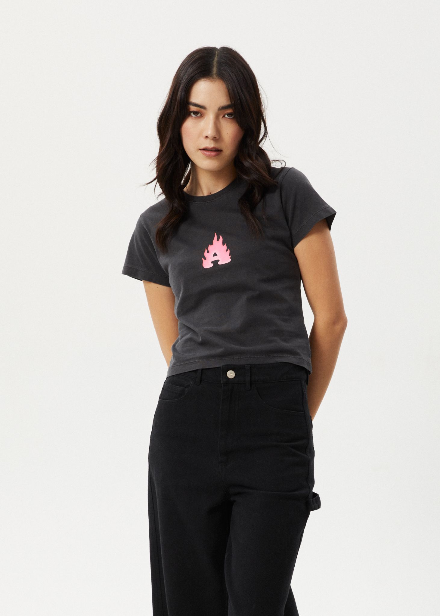 AFENDS Womens Alfie - Baby Tee - Stone Black sold by Afends