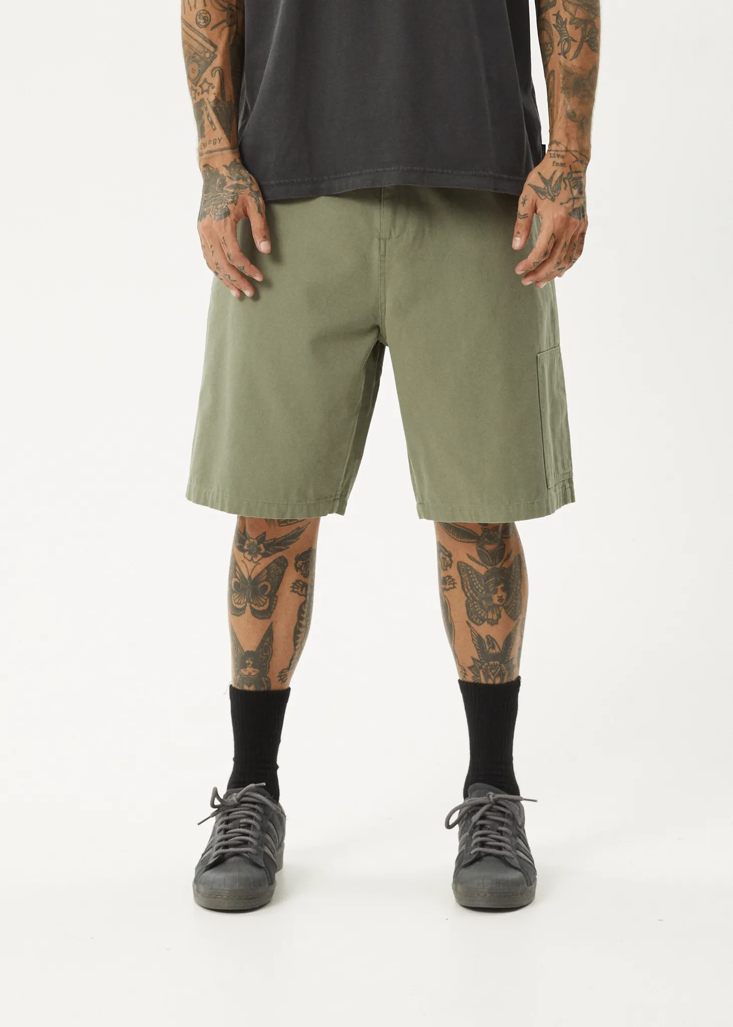 AFENDS Mens Harper - Canvas Workwear Short 22" - Olive sold by Afends product image thumbnail 2