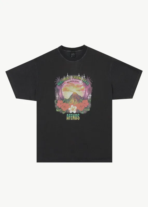 AFENDS Mens Holiday - Graphic Boxy T-Shirt - Stone Black sold by Afends
