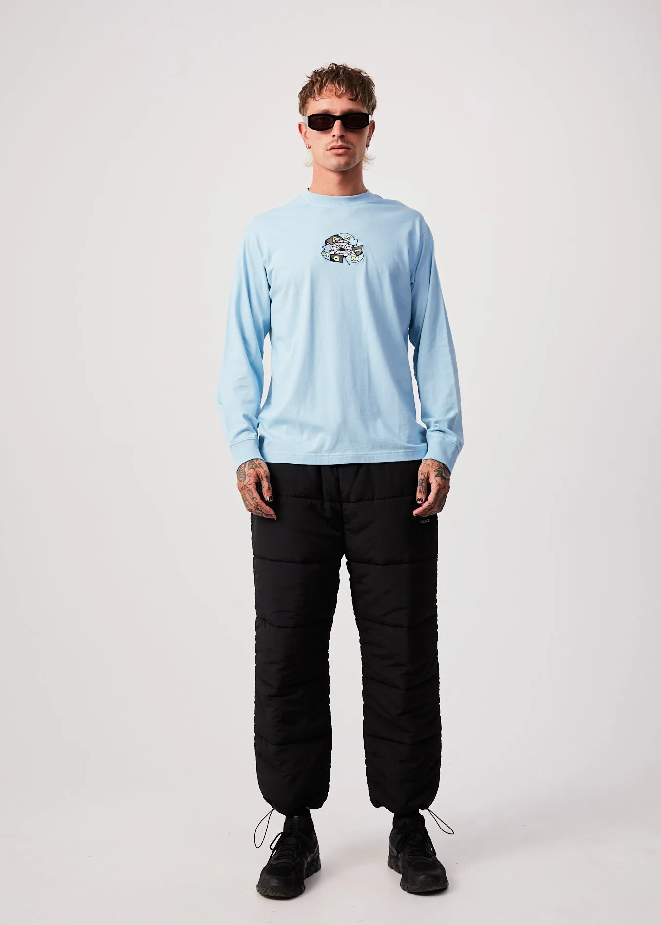 AFENDS Mens Warped - Long Sleeve Graphic T-Shirt - Sky Blue sold by Afends product image thumbnail 3
