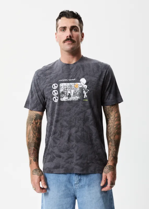 AFENDS Mens Natural Technology - Retro Graphic T-Shirt - Black sold by Afends