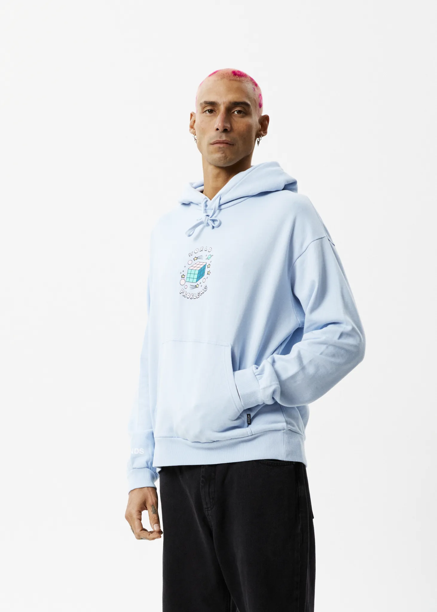 AFENDS Mens World Problems - Hoodie - Powder Blue sold by Afends product image thumbnail 4