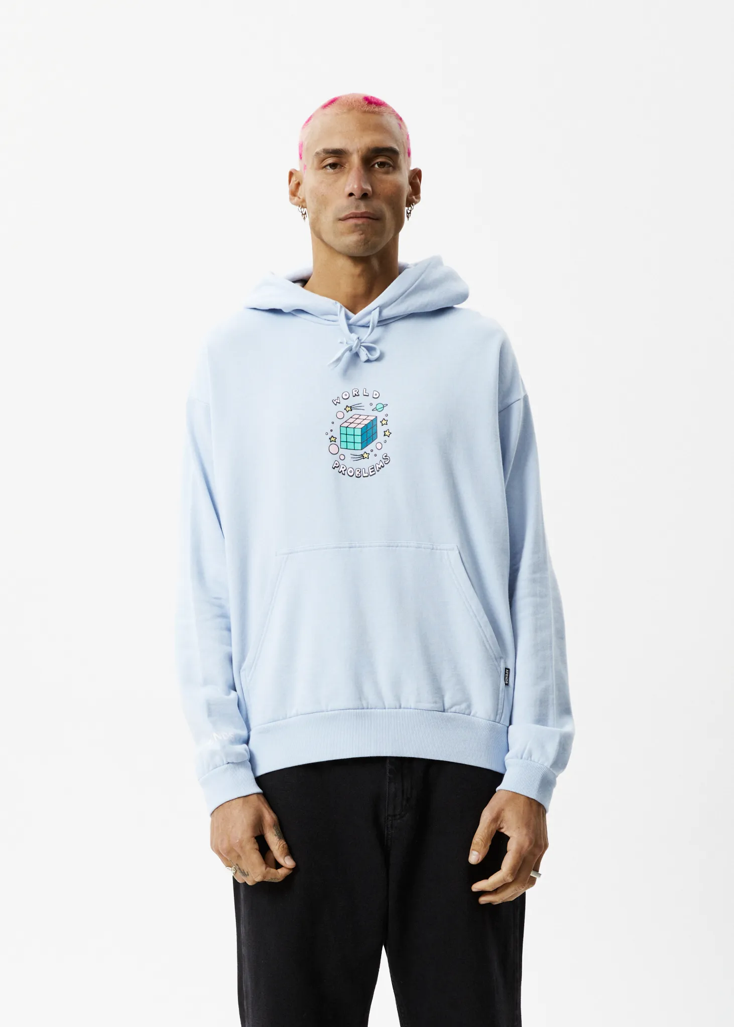 AFENDS Mens World Problems - Hoodie - Powder Blue sold by Afends