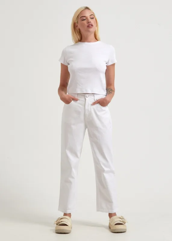 AFENDS Womens Shelby - Twill Wide Leg Pant - White made by Afends