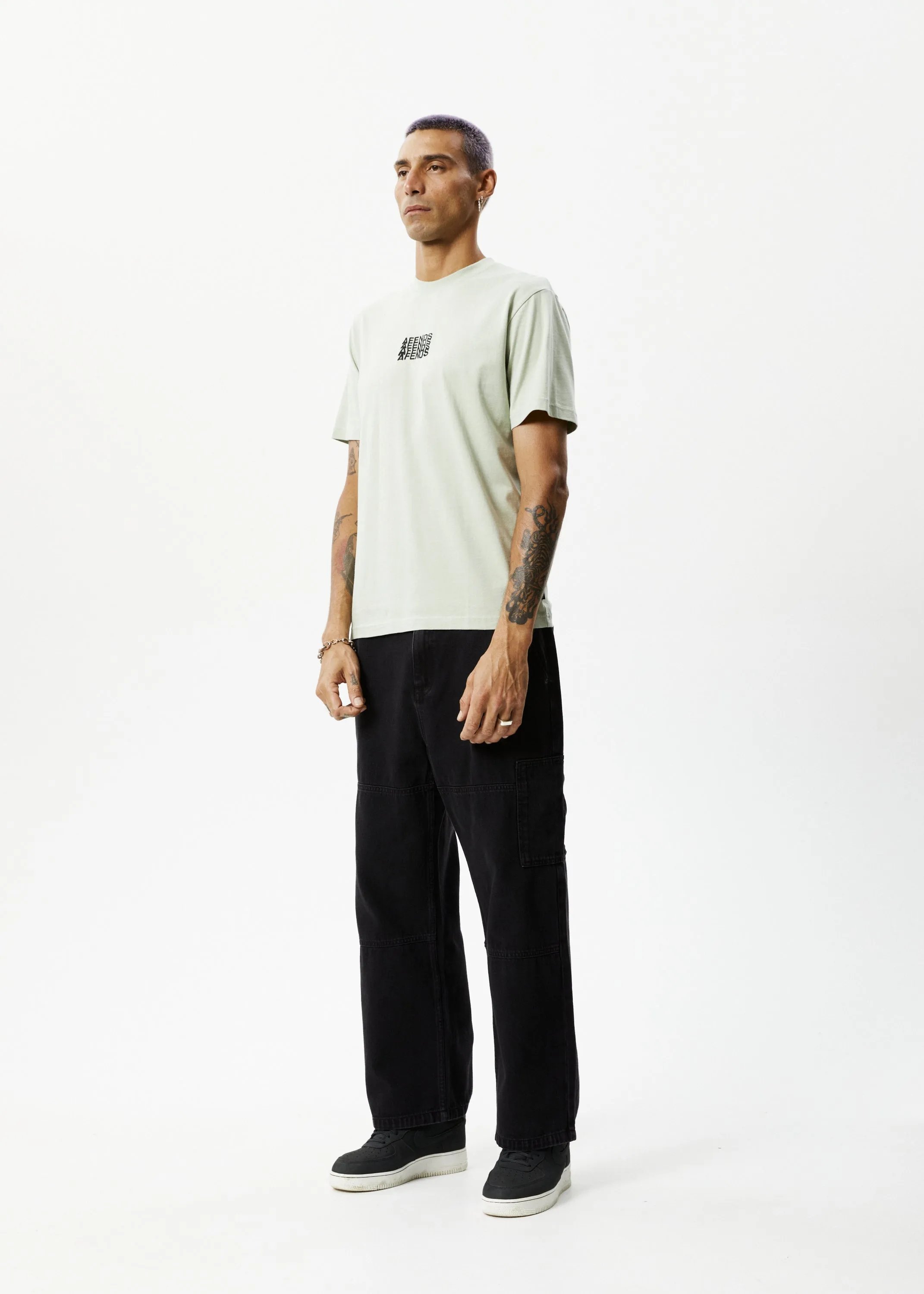 AFENDS Mens Limits - Graphic Retro T-Shirt - Eucalyptus sold by Afends product image thumbnail 3