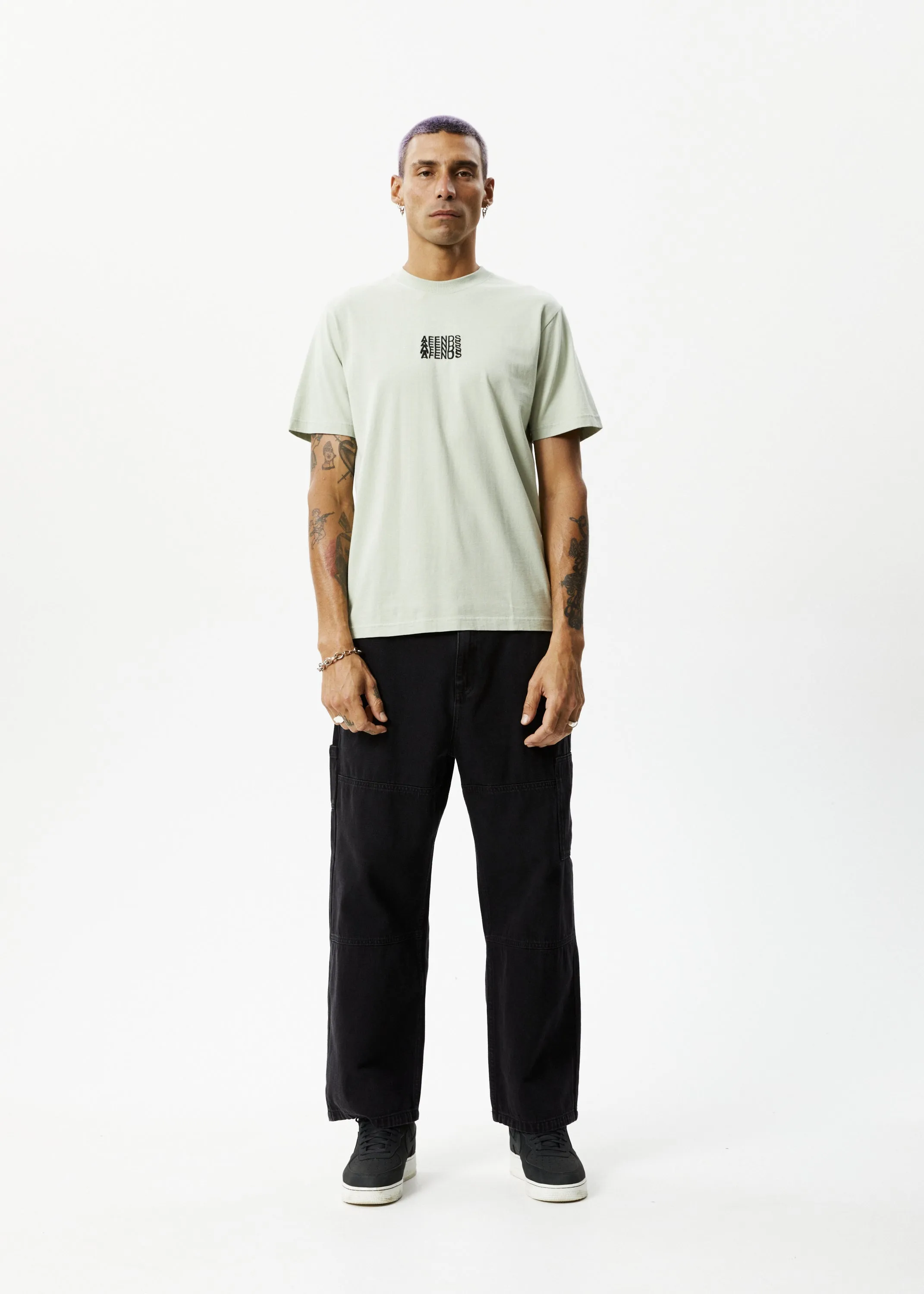 AFENDS Mens Limits - Graphic Retro T-Shirt - Eucalyptus sold by Afends product image thumbnail 2