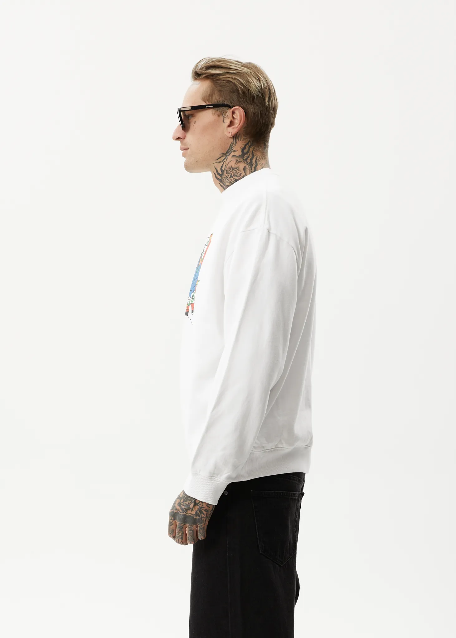 AFENDS Mens Globe - Crew Neck Graphic Jumper - White sold by Afends product image thumbnail 5