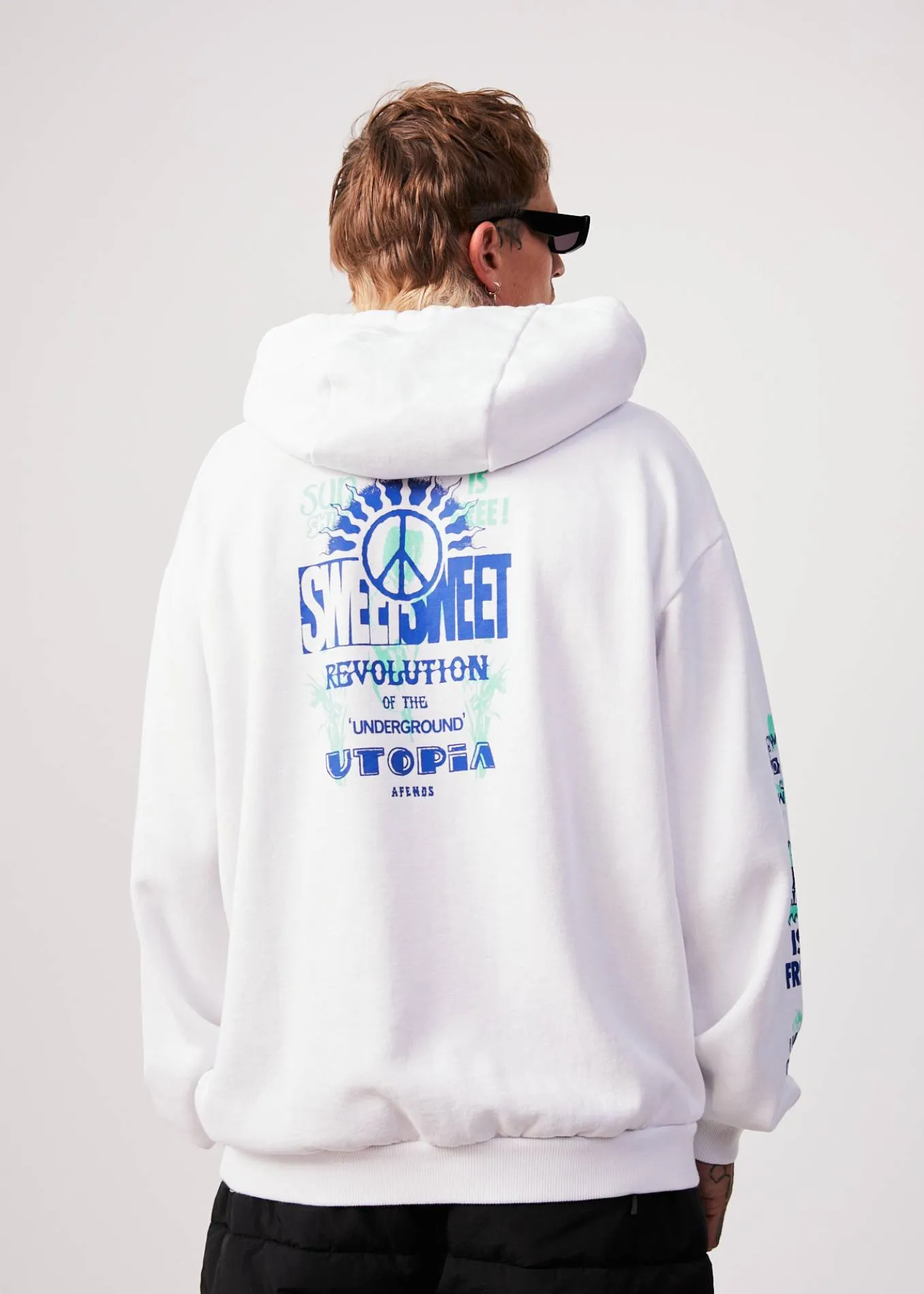 AFENDS Mens Utopia - Graphic Hoodie - White sold by Afends product image thumbnail 5