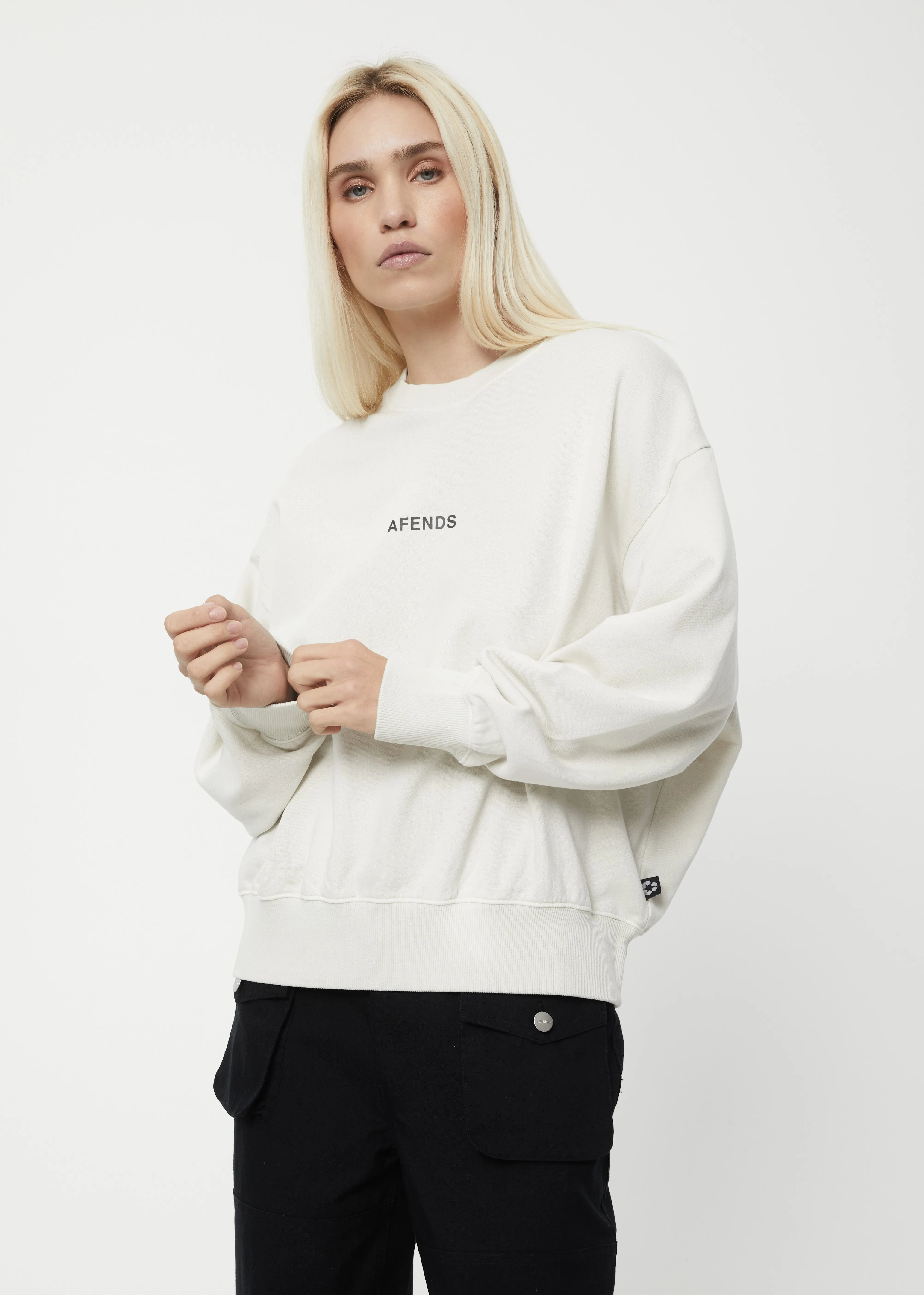AFENDS Womens Boundless - Crew Neck Jumper - Off White sold by Afends