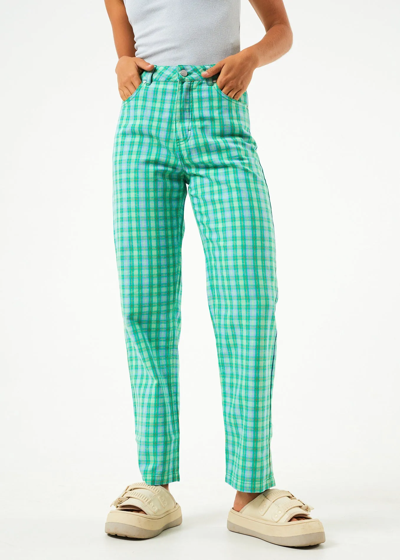 AFENDS Womens Tully Shelby - Check Wide Leg Pants - Forest Check sold by Afends product image thumbnail 2