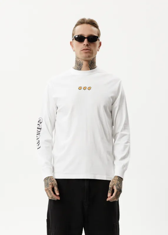 AFENDS Mens Globe - Long Sleeve Graphic T-Shirt - White sold by Afends