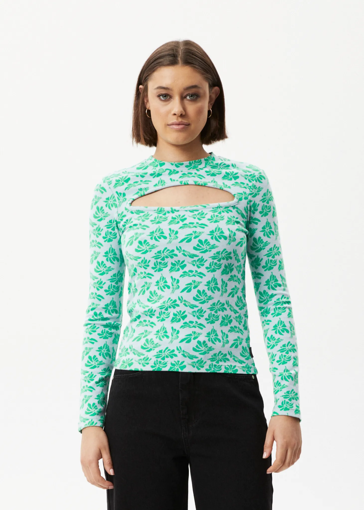 AFENDS Womens See You - Cut Out Long Sleeve Top - Powder Blue sold by Afends