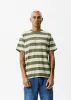 AFENDS Mens Needle - Retro Logo T-Shirt - Cypress Stripe sold by Afends