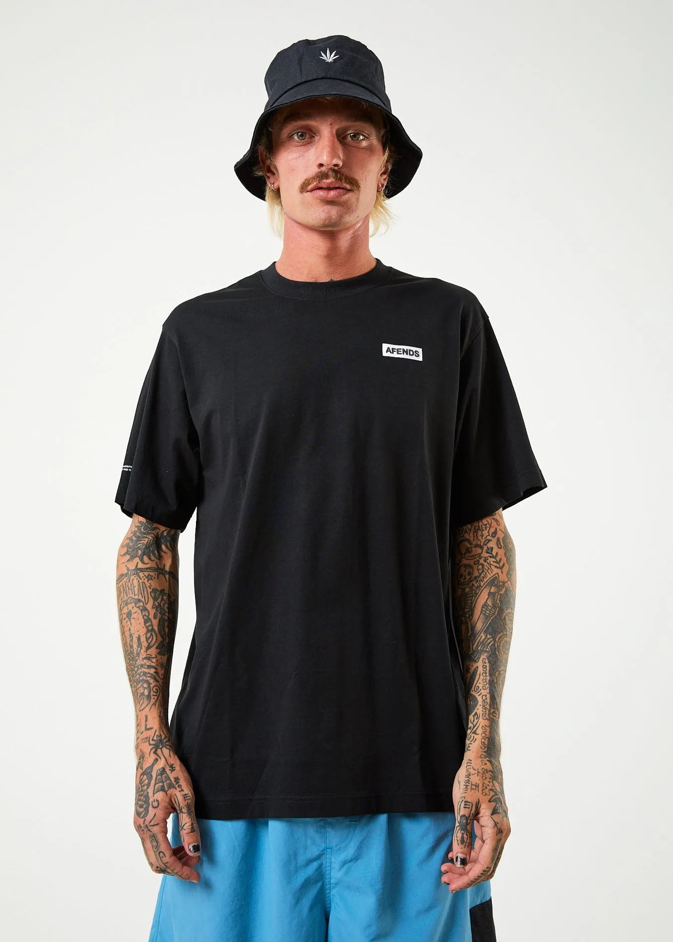 AFENDS Mens Information - Retro Graphic T-Shirt - Black sold by Afends