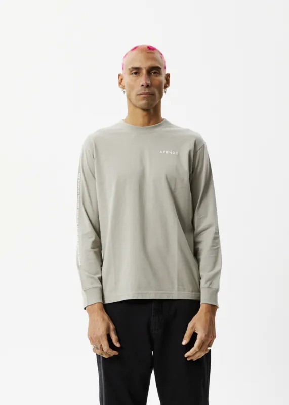 AFENDS Mens Icebergs - Long Sleeve Logo T-Shirt - Olive sold by Afends