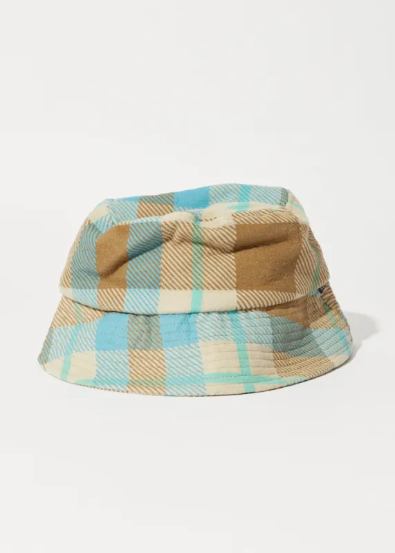 AFENDS Unisex Millie - Reverse Fleece Bucket Hat - Tan Check sold by Afends